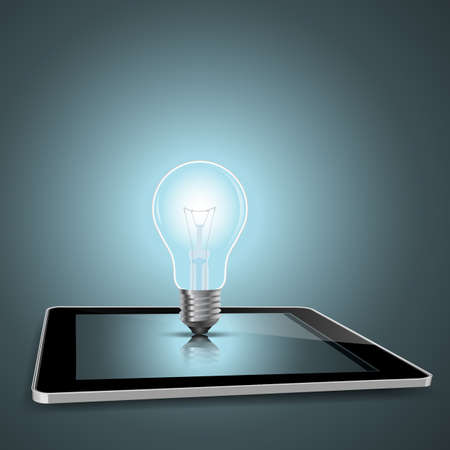 digital tablet with light bulb conceptual design EPS10のイラスト素材