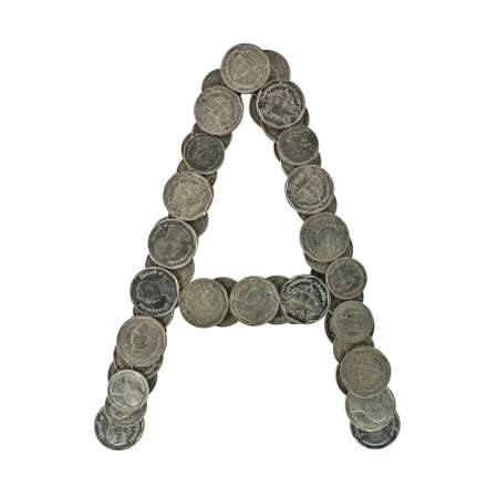 Alphabet from the Thai coins. isolated on white background.Check my port for a seamless version.