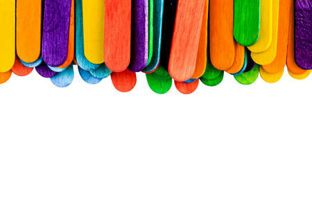 colorful wood ice-cream stick isolated on white background.の写真素材
