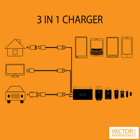 Infographic 3 in 1 chargerのイラスト素材