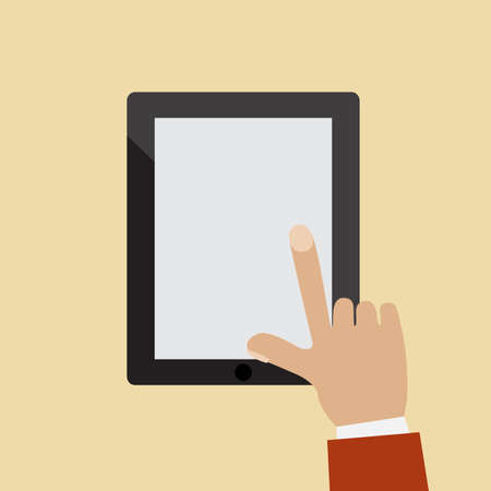 hands holding and touching on tablet pcのイラスト素材