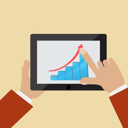 hands holding and touching on tablet pcのイラスト素材