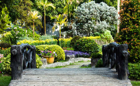 Landscaping in the garden. The path in the garden.の写真素材