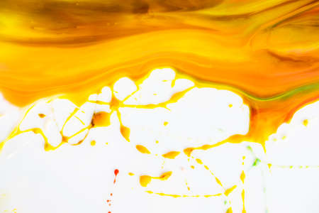 abstract art painting curved line warm tone color on white background.の写真素材