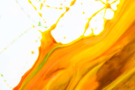 abstract art painting curved line warm tone color on white background.の写真素材