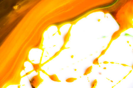 abstract art painting curved line warm tone color on white background.の写真素材