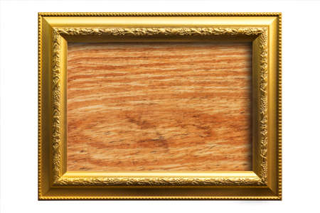 Antique golden frame isolated on white backgroundの写真素材