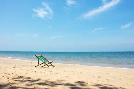 Deckchair, chair on the beach in sunshine day.の写真素材
