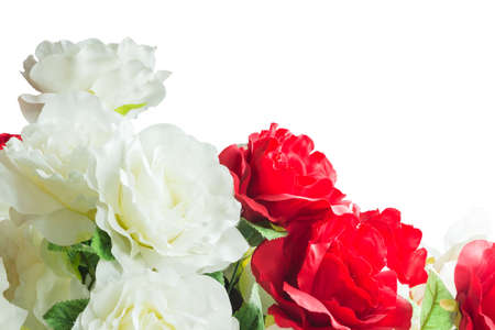 Close up Bouquet of artificial flowers isolated on white backgroundの写真素材