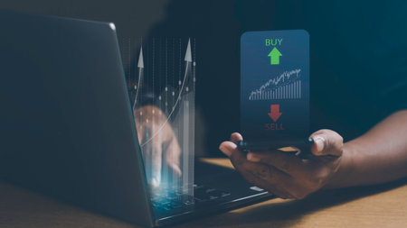 Business finance technology and investment concept. Stock Market Investments Funds and Digital...
