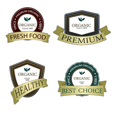 Organic and Genuine product premium labels. Many different style with space for your text.のイラスト素材