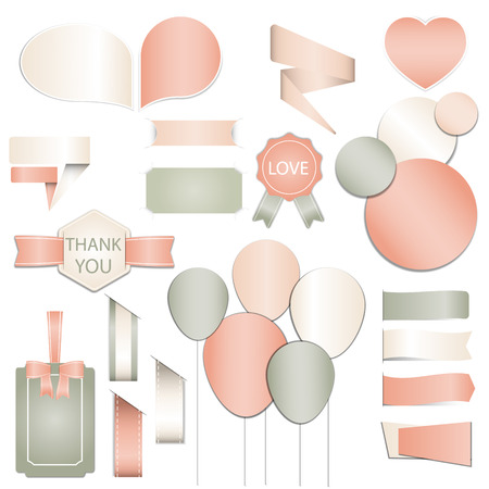 Collection of Valentines day gift tags, stickers and labels templates and modern lovely holidays elements with romantic phrase. Valentine's day, wedding, marriage, save the date, bridalのイラスト素材