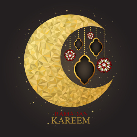 Vector of Ramadan Kareem with intricate lamp design for the celebration of Muslim community festival.のイラスト素材
