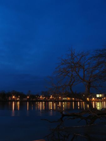A  blue night sky in the city.の写真素材