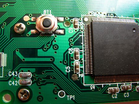 macro photo of a green circuit boardの写真素材