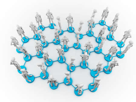 3D rendering of people and connection lines represent communication in society.の写真素材