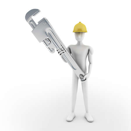 3d rendering of man and spanner.の写真素材
