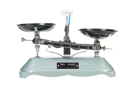 Ancient two pan balance scale, isolated 