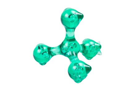 plastic green massage tool, molecular, isolated on whiteの写真素材