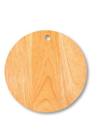 Round Cutting Board, top view, isolated on whiteの写真素材