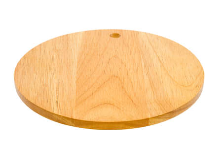 Round Cutting Board, side view, isolated on whiteの写真素材
