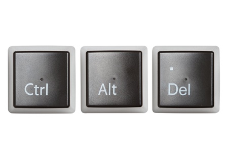 Ctrl, Alt, Del keyboard keys, top view  isolated on whiteの写真素材