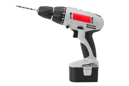 Battery drill, isolated on whiteの写真素材