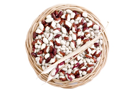 Basket with bean podsの写真素材