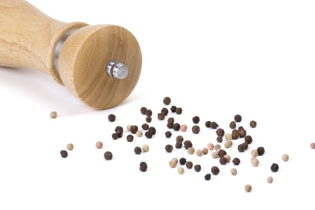 pepper mill with peppercornの写真素材