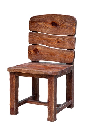 wooden chair isolated on whiteの写真素材