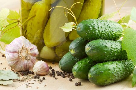 pickled cucumbers, homemade preserved vegetablesの写真素材