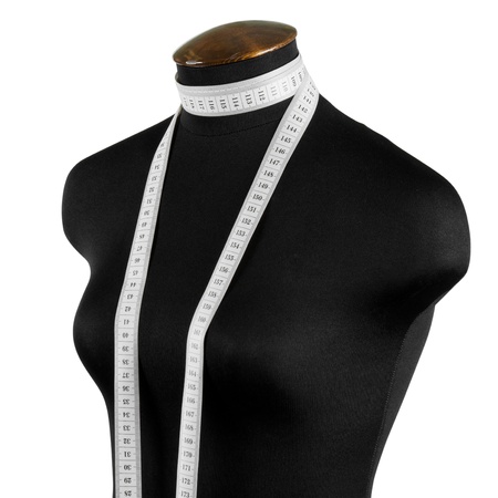 mannequin with measuring tape, isolated on whiteの写真素材