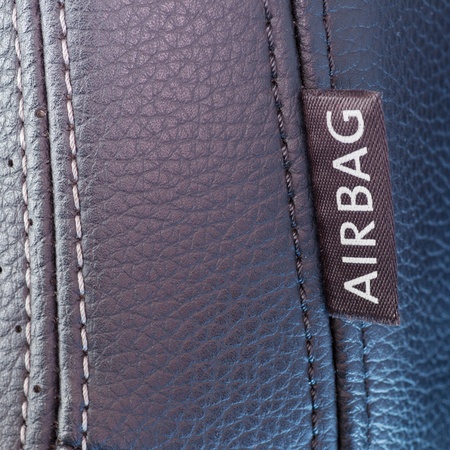 airbag label on the side of a car seatの写真素材