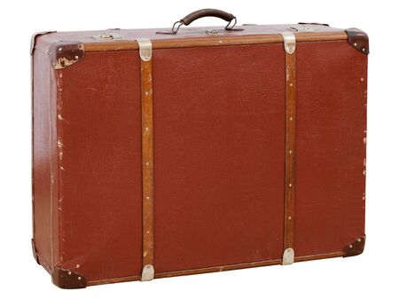 Vintage suitcase isolated on white backgroundの写真素材
