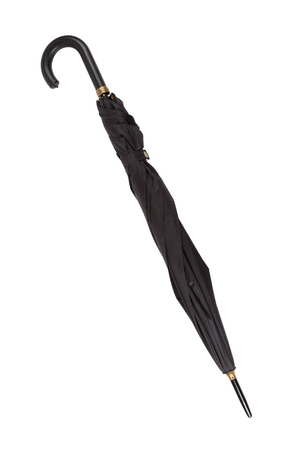 black umbrella isolated on whiteの写真素材