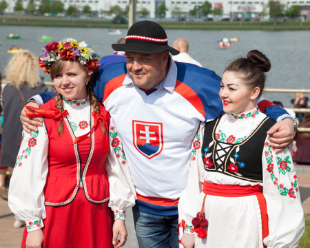 Minsk, Belarus, 09-May-2014: celebration of Ice Hockey World Championship on streetsのeditorial素材