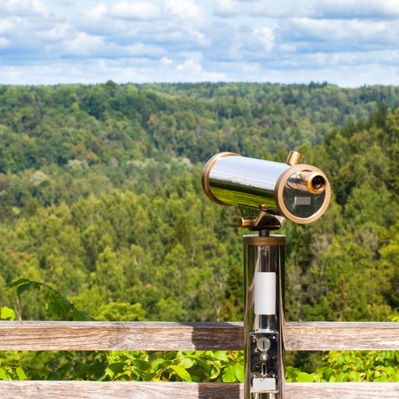 Telescope to observe the nature landscapeの写真素材
