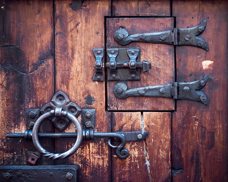 Fragment of ancient door closeupの写真素材