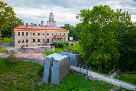 View of new neogothic castle in Sigulda. Latvia