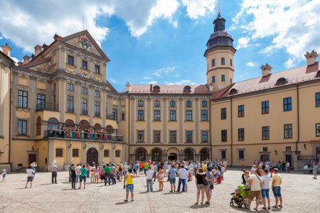 Nesvizh, Belarus -  05-June-2014: performance of Italian opera artists  in national Historical and Cultural Museum -  Nesvizh castle, Belarus.のeditorial素材