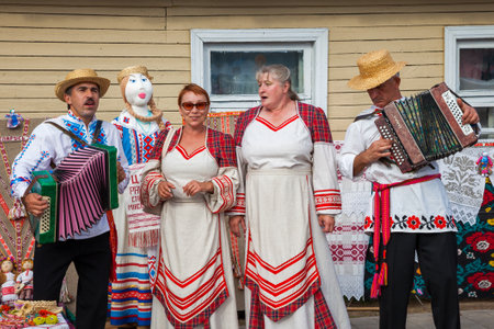Zaslavl, Belarus, 07-September-2014: celebration of Events on Day of Belarusian Written Language on streetsのeditorial素材