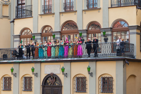 Nesvizh, Belarus -  05-June-2014: performance of Italian opera artists  in national Historical and Cultural Museum - Reserve Nesvizh castle, Belarus.のeditorial素材