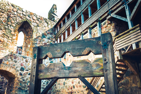 Wooden medieval torture device,の写真素材