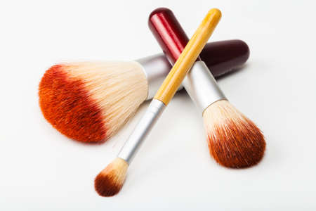 makeup brushes on white