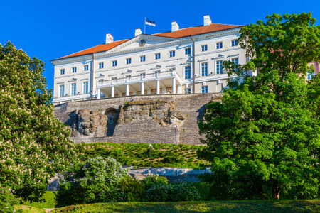 Estonian government building (Stenbock House) on Toompea hill in old Tallinn city, Estonia.のeditorial素材