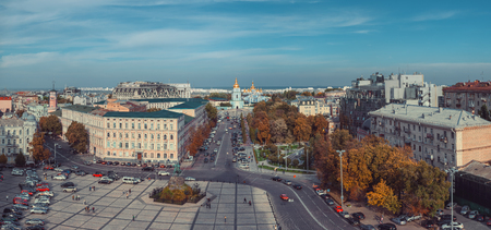 View from Bell tower of St Sophia Cathedral on Sophia Square, St Michael Golden domed monastery and...