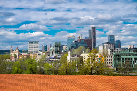 Panoramic view of the modern city center of Vilnius, Lithuania.