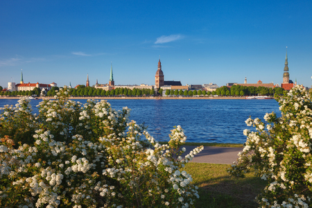 Spring View of Old Town of Riga and Daugava River. Riga, Latvia.の写真素材