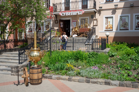 Minsk, Belarus - May 1, 2018: retro souvenirs store in Trinity suburb - old town on Minsk, Belarus.のeditorial素材
