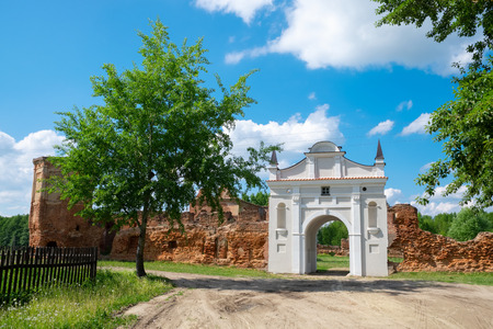 Gate of ruins of the Carthusian monastery 1648-1666 years in Beryoza city, Brest region, Belarus.の写真素材